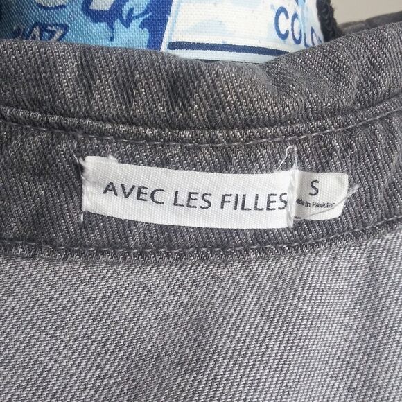 AVEC LES FILLES Denim Button Up Shirt Dress Belted Collared Gray Acid Wash Sz S - Picture 6 of 11